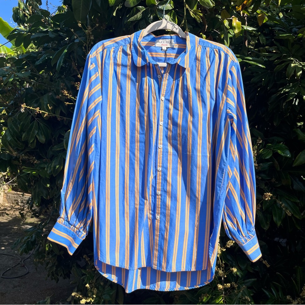 Alex Mill Blue and Yellow Striped Button Down Shirt
